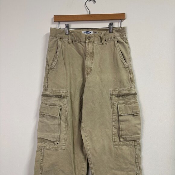 Y2K Old Navy Wide Leg Zipper Cargo Pants Khaki Brown Skater Skate Men's Sz 30 - Picture 2 of 7